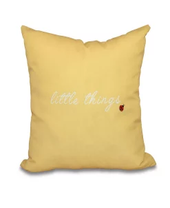 E By Design Little Things 16 Inch Yellow Decorative Word Print Throw Pillow