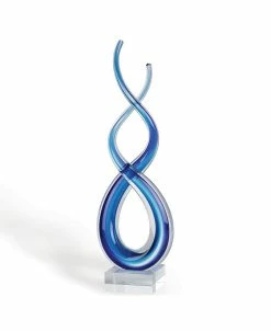 Badash Crystal Touch Of The Blues Art Glass Sculpture