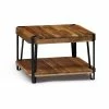 Alaterre Furniture Ryegate Natural Live Edge Solid Wood With Metal Cube Coffee Table