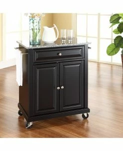 Crosley Solid Granite Top Portable Kitchen Cart Island