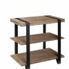 Alaterre Furniture Modesto Metal Strap And Reclaimed Wood End Table With Shelf