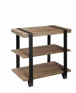Alaterre Furniture Modesto Metal Strap And Reclaimed Wood End Table With Shelf
