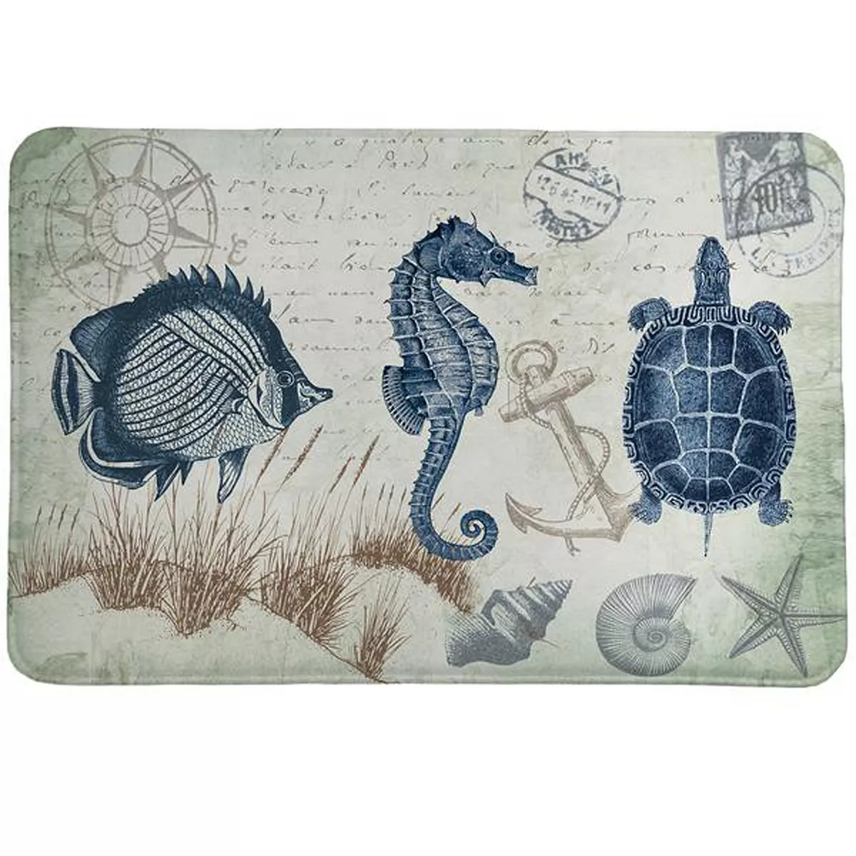 Laural Home Seaside Postcard Memory Foam Rug