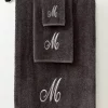 Avanti Bath Towels, Monogram Initial Script Granite And Silver 27 X 52 Bath Towel
