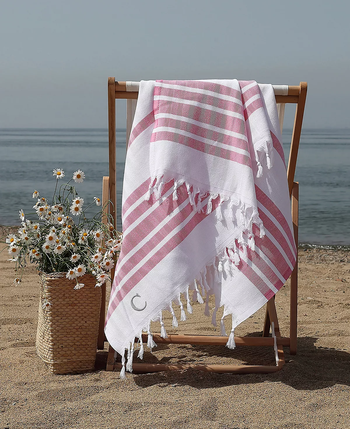 Linum Home Personalized Herringbone Pestemal Beach Towel - Image 6