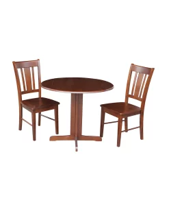 International Concepts 36 Dual Drop Leaf Table With 2 San Remo Chairs