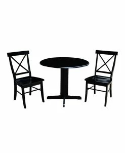 International Concepts 36 Dual Drop Leaf Table With 2 X-Back Chairs
