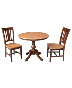 International Concepts 36 Round Top Pedestal Table - With 2 Chairs