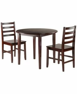 Winsome Clayton 3-Piece Drop Leaf Table With 2 Ladderback Chairs Set