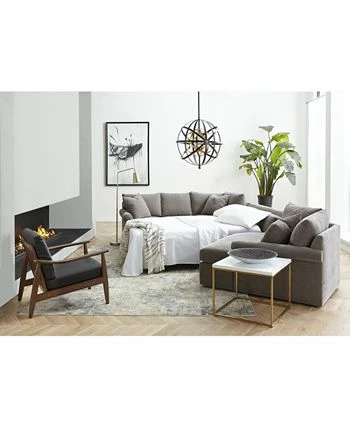 Furniture Wedport 3-Pc. Fabric Sectional With Chaise, Created For Macy's - Image 8