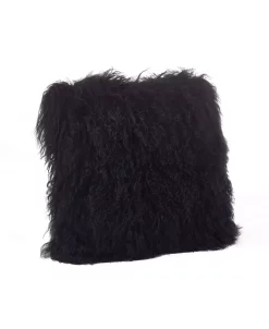 Saro Lifestyle Wool Mongolian Lamb Fur Throw Pillow, 16 X 16
