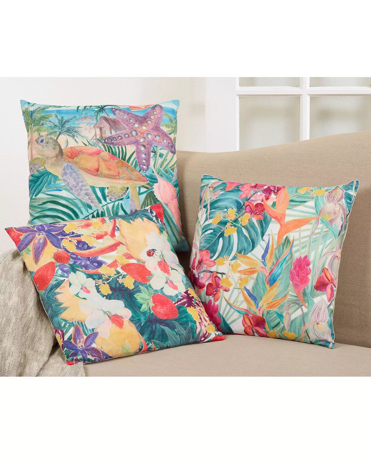 Saro Lifestyle Tropical Turtle Printed Decorative Pillow, 18 X 18 - Image 4