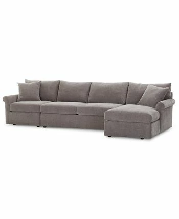 Furniture Wedport 3-Pc. Fabric Sectional With Chaise, Created For Macy's - Image 2