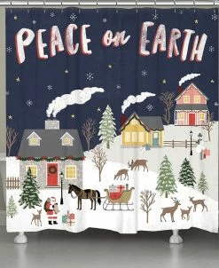 Laural Home Christmas Village Shower Curtain