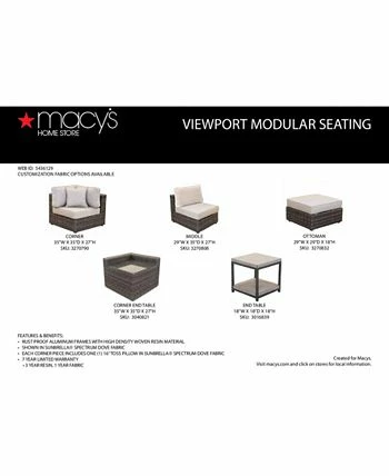 Furniture Viewport Outdoor 5-Pc. Modern Modular Seating Set (4 Armless Units And 1 Corner Unit) With Sunbrella® Cushions, Created For Macy's - Image 7