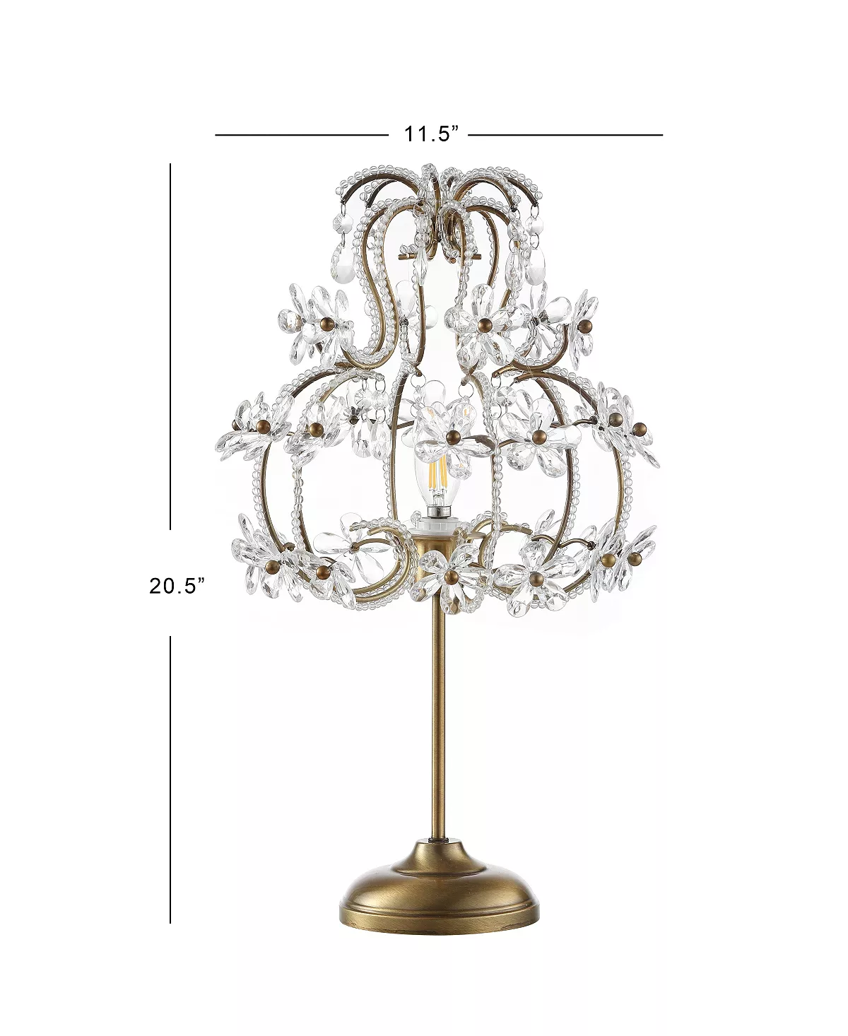 JONATHAN Y Clara 20.5 Crystal Flower Beaded Girandole, Acrylic Led Table Lamp - Image 3