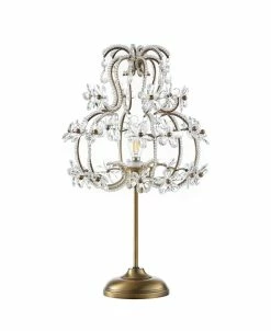 JONATHAN Y Clara 20.5 Crystal Flower Beaded Girandole, Acrylic Led Table Lamp
