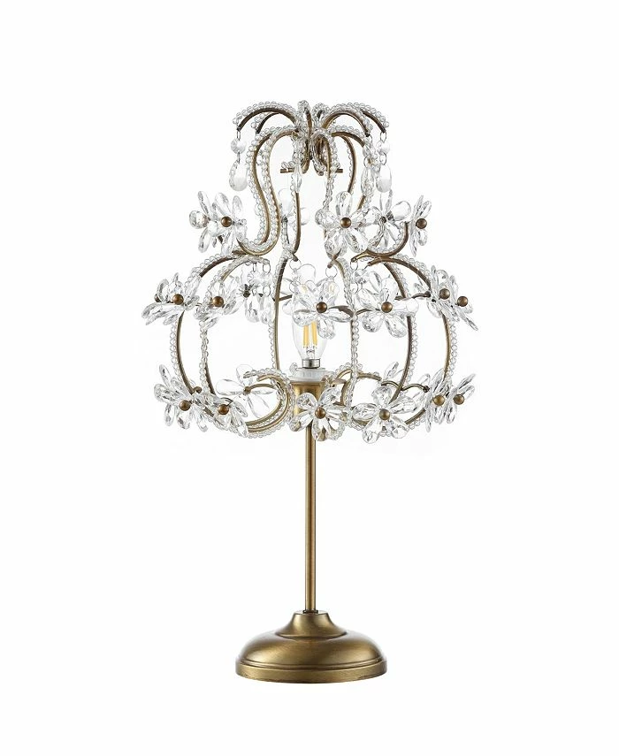 JONATHAN Y Clara 20.5 Crystal Flower Beaded Girandole, Acrylic Led Table Lamp
