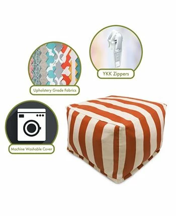 Majestic Home Goods Vertical Stripe Ottoman Square Pouf 27 X 17 - Image 2
