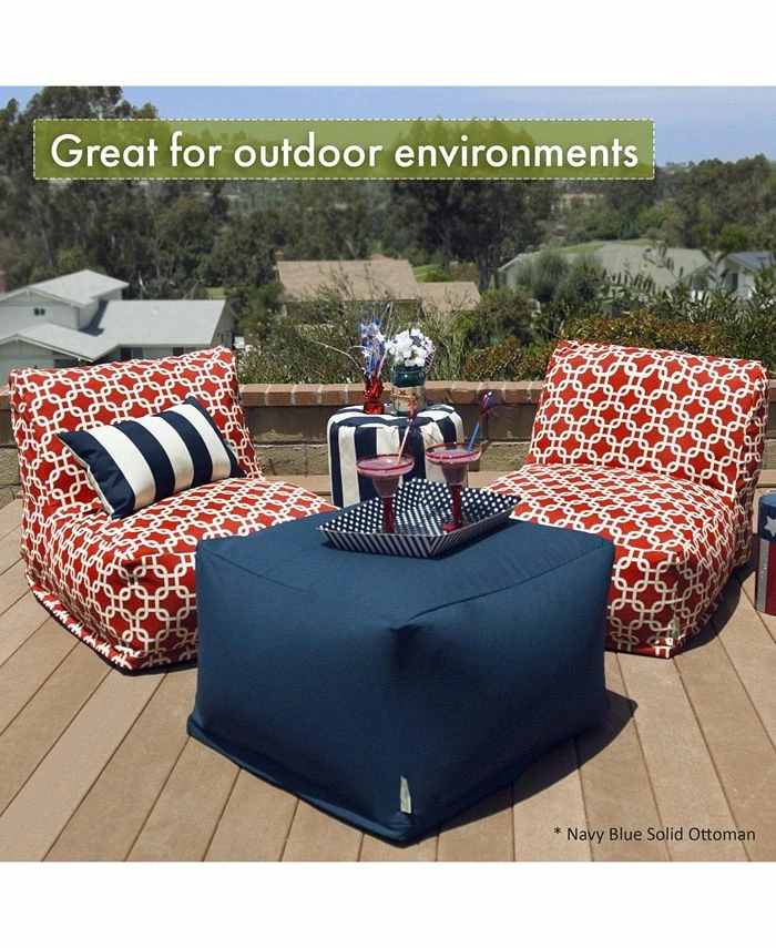 Majestic Home Goods Vertical Stripe Ottoman Square Pouf 27 X 17 - Image 4