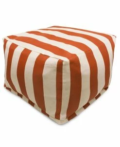 Majestic Home Goods Vertical Stripe Ottoman Square Pouf 27 X 17