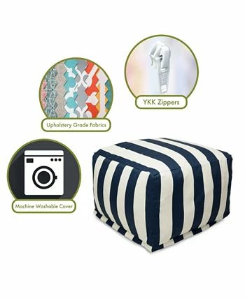 Majestic Home Goods Vertical Stripe Ottoman Square Pouf 27 X 17 - Image 7