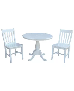 International Concepts 36 Round Extension Dining Table With 2 Cafe Chairs