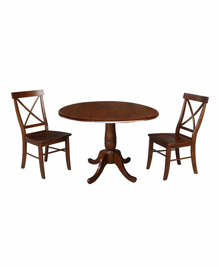 International Concepts 42 Round Top Pedestal Table With 2 Chairs