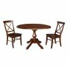 International Concepts 42 Round Top Pedestal Table With 2 Chairs