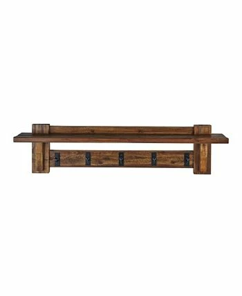Alaterre Furniture Durango Industrial Wood Coat Hook Shelf And Bench Set - Image 2