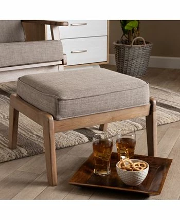 Furniture Sigrid Mid-Century Modern Upholstered Ottoman - Image 6