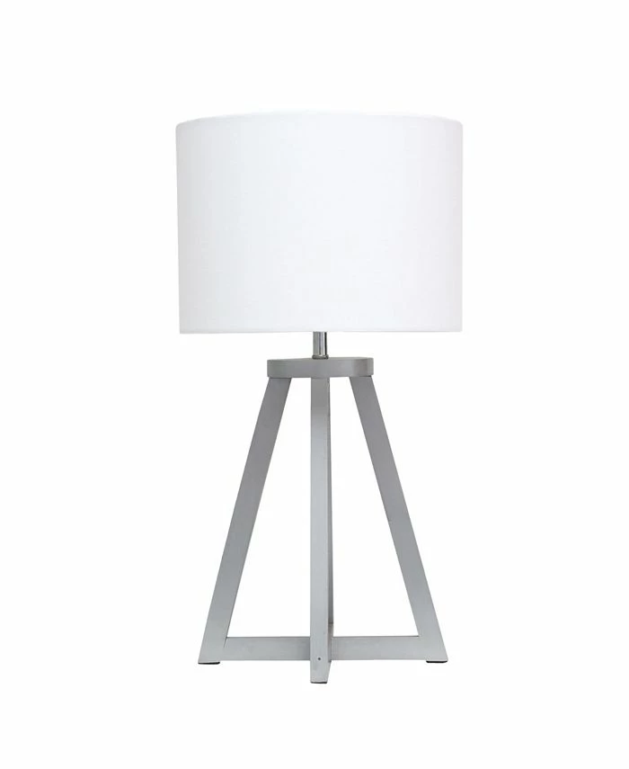 Simple Designs Interlocked Triangular Wood Table Lamp With Fabric Shade