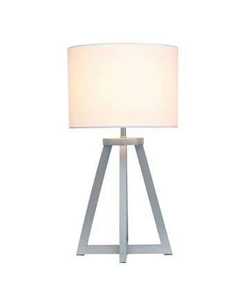 Simple Designs Interlocked Triangular Wood Table Lamp With Fabric Shade - Image 2