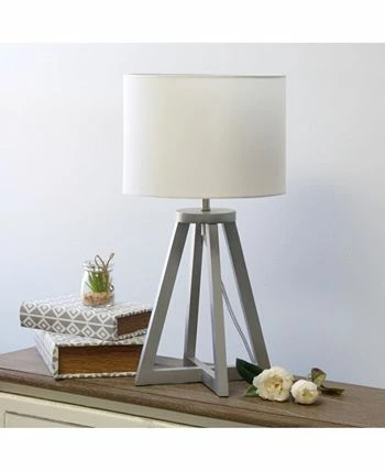 Simple Designs Interlocked Triangular Wood Table Lamp With Fabric Shade - Image 5