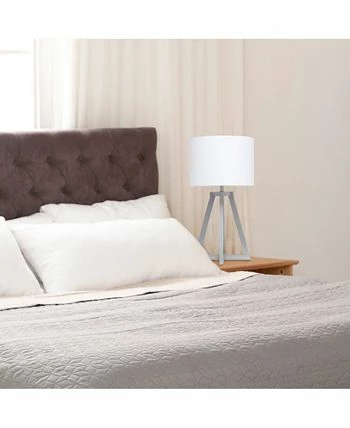 Simple Designs Interlocked Triangular Wood Table Lamp With Fabric Shade - Image 6