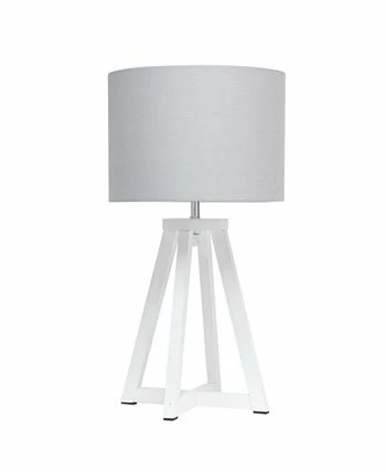 Simple Designs Interlocked Triangular Wood Table Lamp With Fabric Shade - Image 8