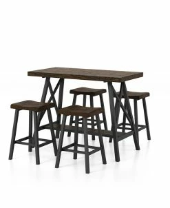 Furniture Of America Harvestia Weathered Oak 5-Piece Counter Set