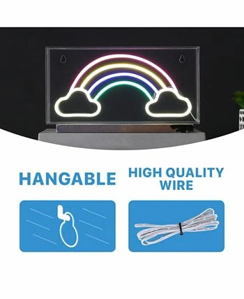 JONATHAN Y Rainhow Contemporary Glam Acrylic Box USB Operated LED Neon Light - Image 5