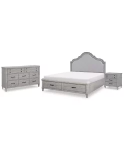 Furniture Belhaven 3pc Bedroom Set (Storage Queen Bed, Dresser & Nightstand)