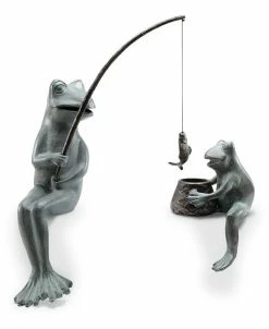SPI Fishing Frog Garden Sculpture