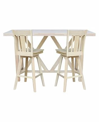 International Concepts Bar Height Table With 2 Splat Back Swivel Bar Stool Set, 3 Piece - Image 2