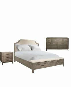 Furniture Vogue 3pc Bedroom Set (Queen Bed, Dresser & Three Drawer Nightstand)