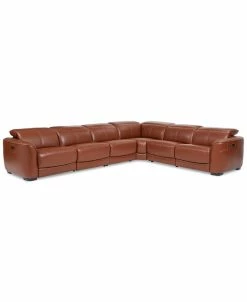 Lexanna 6-Pc. Leather Sectional With 2 Power Motion Recliners, Created For Macy's