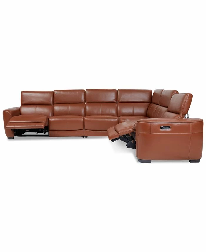 Lexanna 6-Pc. Leather Sectional With 2 Power Motion Recliners, Created For Macy's - Image 4