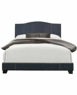 HomeFare Stitched Camel Back Upholstered Bed, Full