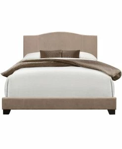 HomeFare Stitched Camel Back Upholstered Bed, Full