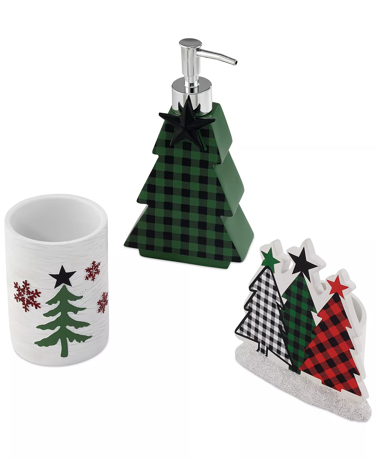 Avanti Plaid Trees 3-Pc. Bath Accessories Set