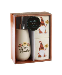 Avanti Give Thanks Gnome Towel & Lotion Pump Box Set