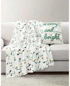 The Mountain Home Collection Rry And Bright Lights Led Christmas Lights 2Pk Pillow & Throw