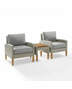 Crosley Apella 3 Piece Outdoor Wicker Chair Set